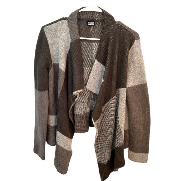 Sioni Waterfall Cardigan Gray Checkered - Picture 1 of 9